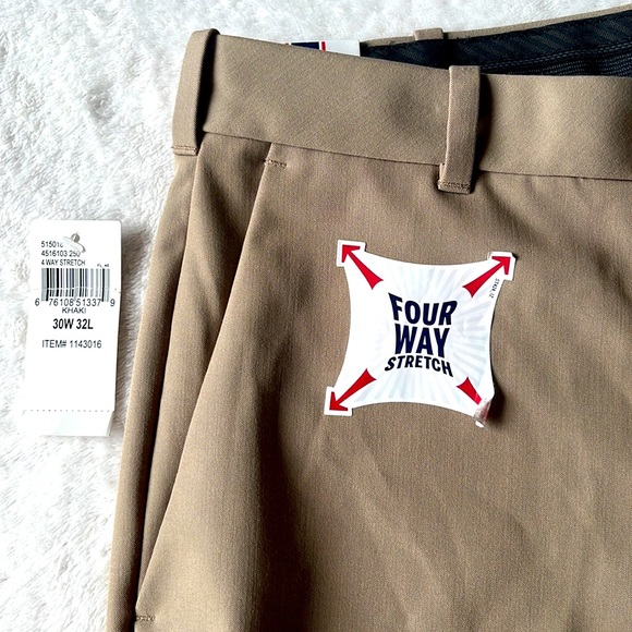 IZOD Mens Performance Stretch Straight Dress Pants (khaki, 30W x 32L) - Picture 4 of 7